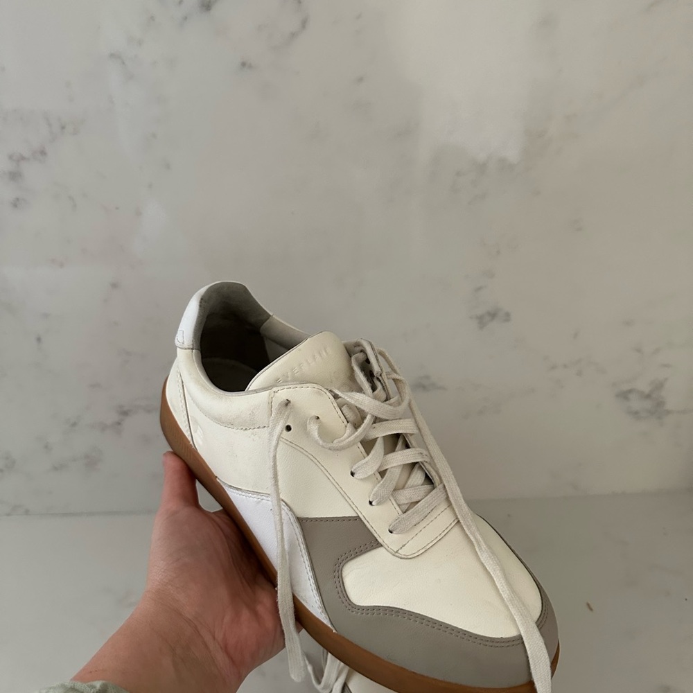 Everlane White and Gray Leather Sneakers